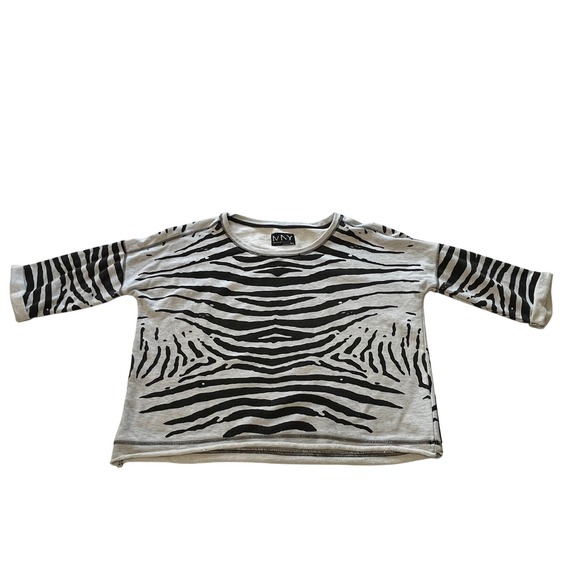 Marc New York Zebra Print Sweatshirt Pullover 3/4 Sleeve Gray Black Animal‎ Top - Picture 6 of 12